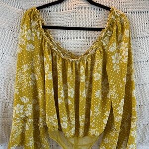 Free People Yellow Floral Peasant Blouse